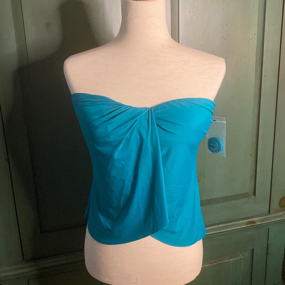 Vince Camuto strapless tankini swim top w/ removable halter strap Riviera size S